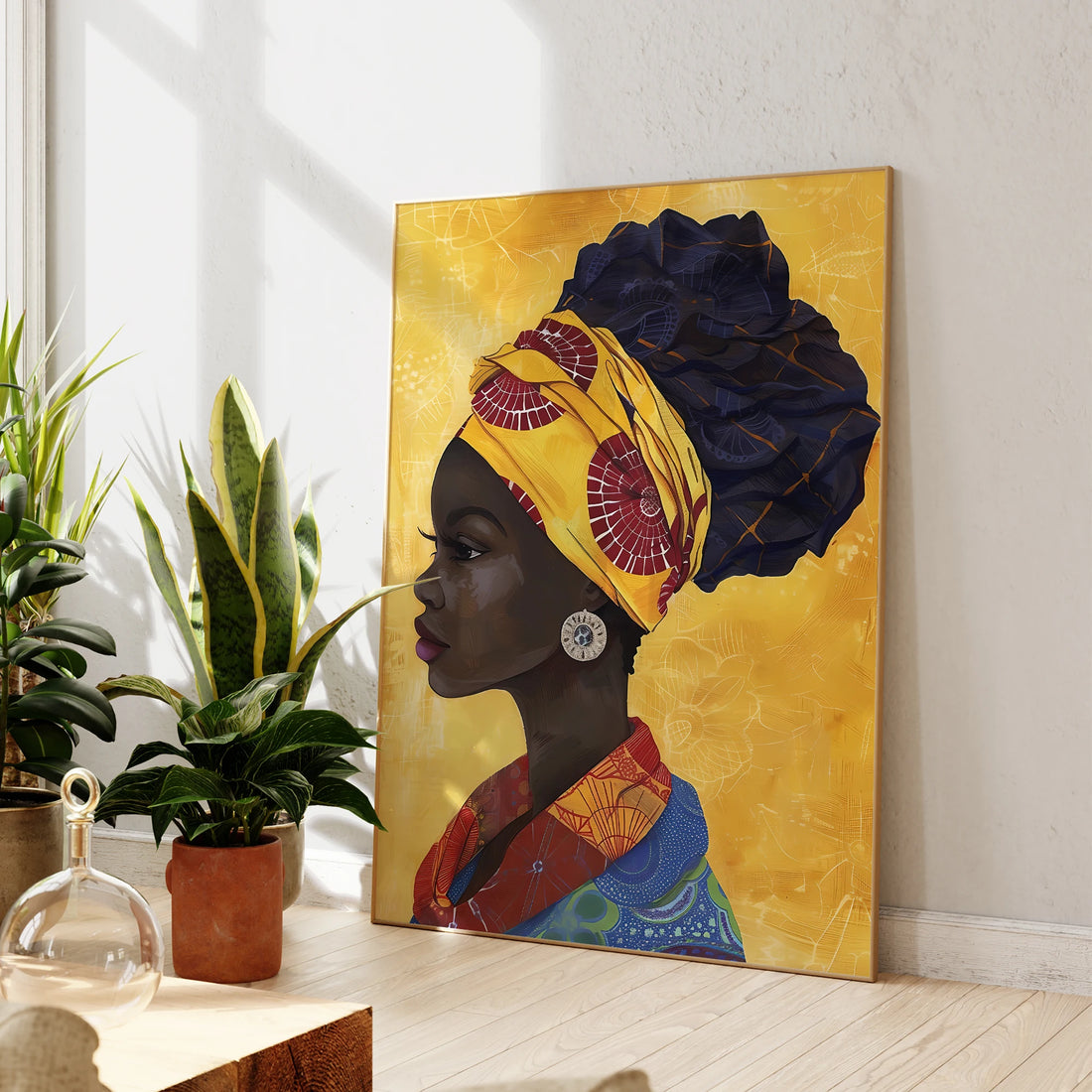 WODAABE BEAUTY ABSTRACT CANVAS – Minimalist African Woman Portrait Art Print - Glow by Hellen African and Boho Jewelry African Home Decor Cultural Accessories