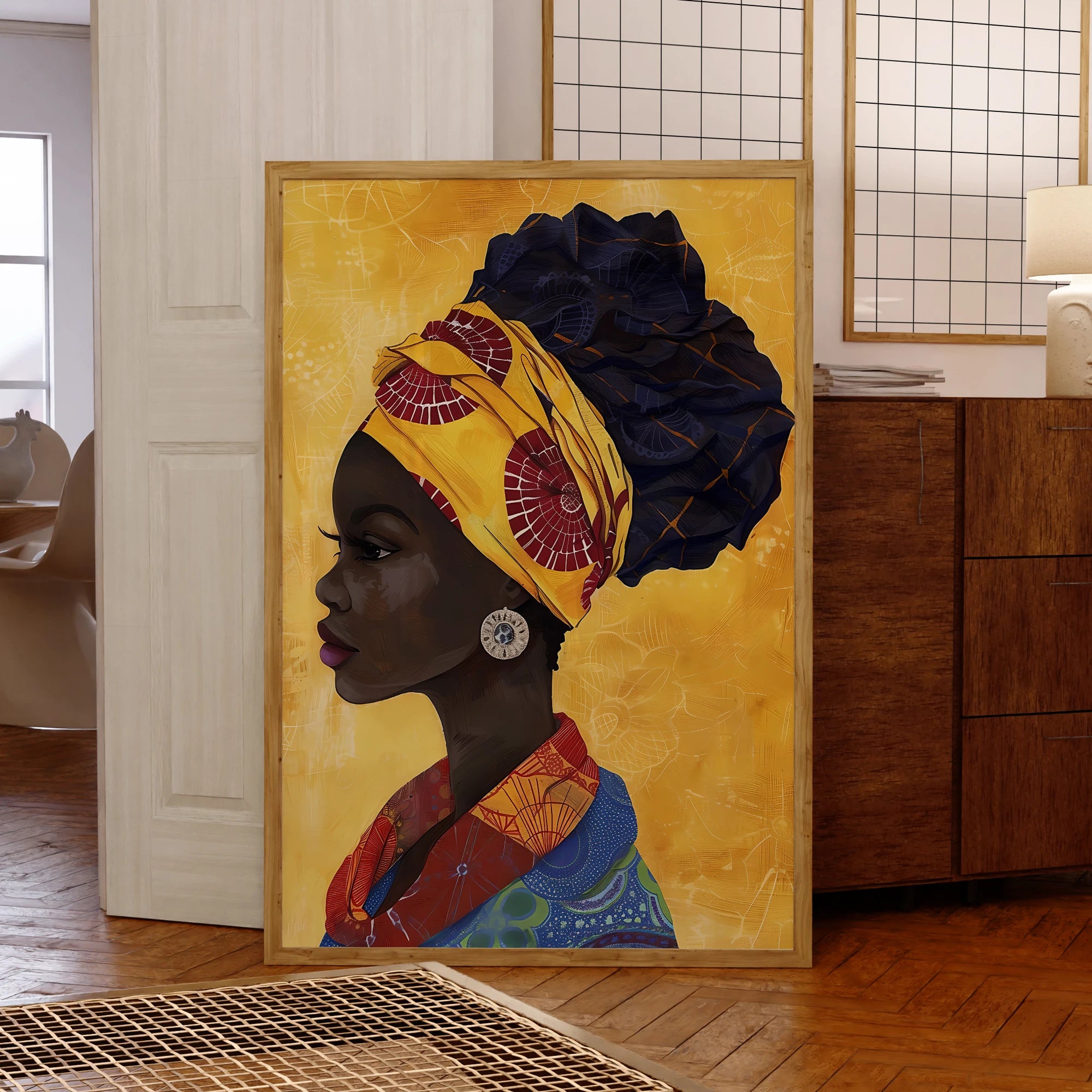 WODAABE BEAUTY ABSTRACT CANVAS – Minimalist African Woman Portrait Art Print - Glow by Hellen African and Boho Jewelry African Home Decor Cultural Accessories