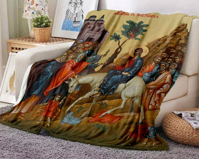 Cartoon Africa Ethiopian Custom Painting Flannel Blanket - Glow by Hellen African and Boho Jewelry African Home Decor Cultural Accessories