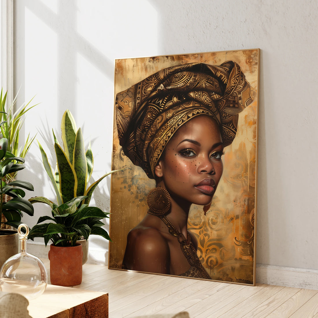 Modern African Girl Wall Art – Bold Beauty in Culture &amp; Elegance - Glow by Hellen African and Boho Jewelry African Home Decor Cultural Accessories