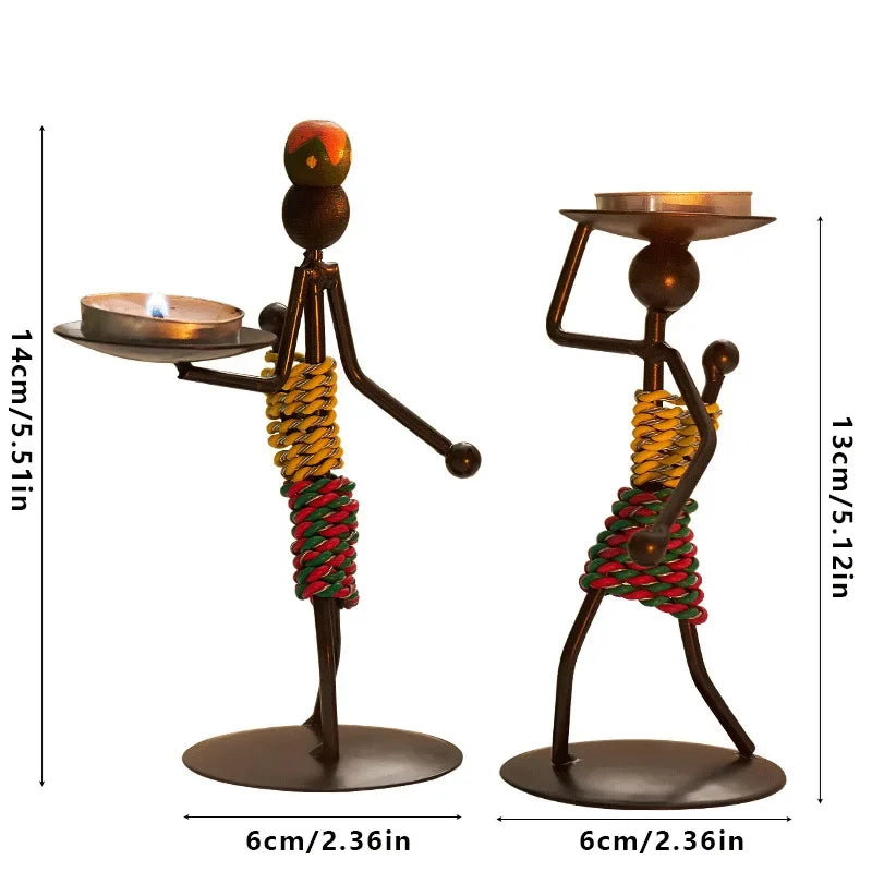 MAASAI SILHOUETTE CANDLE HOLDER – Handcrafted Iron Art Piece - Glow by Hellen African and Boho Jewelry African Home Decor Cultural Accessories
