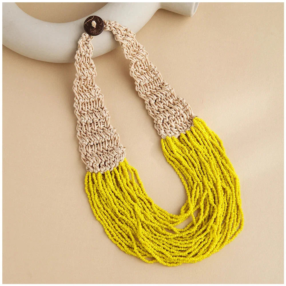 Handmade Multi-Strand Beaded Choker Necklace Glow by Hellen