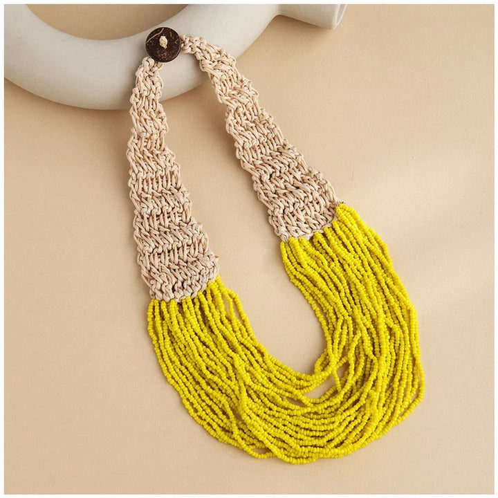 Handmade Multi-Strand Beaded Choker Necklace - Glow by Hellen African and Boho Jewelry African Home Decor Cultural Accessories