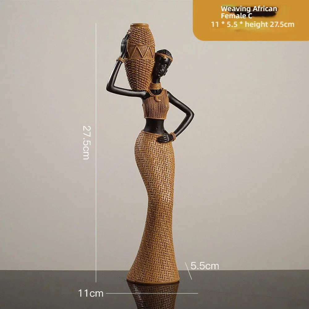BAULE ANCESTOR SCULPTURE – Hand-Carved Resin Tribal Woman Statue Ethno-Chic Decor - Glow by Hellen African and Boho Jewelry African Home Decor Cultural Accessories