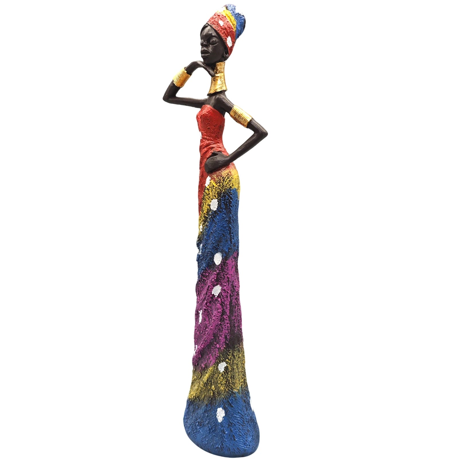 MURSI COLOR SCULPTURE – 12.4-inch African Tribal Statue with Vibrant Color Dress - Glow by Hellen African and Boho Jewelry African Home Decor Cultural Accessories