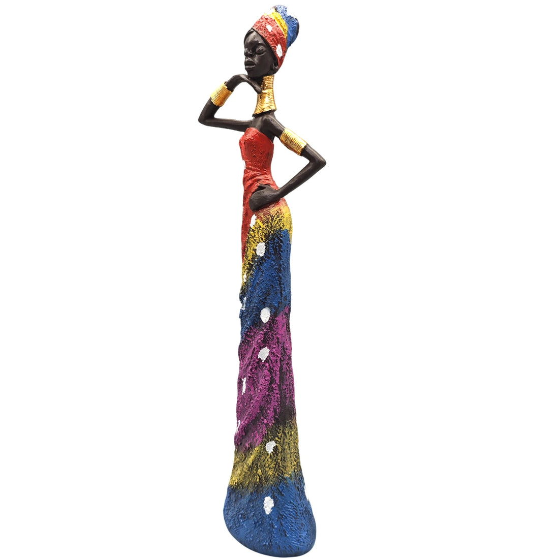 MURSI COLOR SCULPTURE – 12.4-inch African Tribal Statue with Vibrant Color Dress - Glow by Hellen African and Boho Jewelry African Home Decor Cultural Accessories
