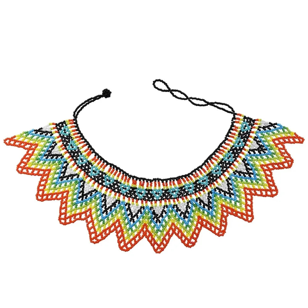 ZULU MESH COLLAR NECKLACE – Classic African Resin Bead Chunky Statement Maxi Jewelry - Glow by Hellen African and Boho Jewelry African Home Decor Cultural Accessories
