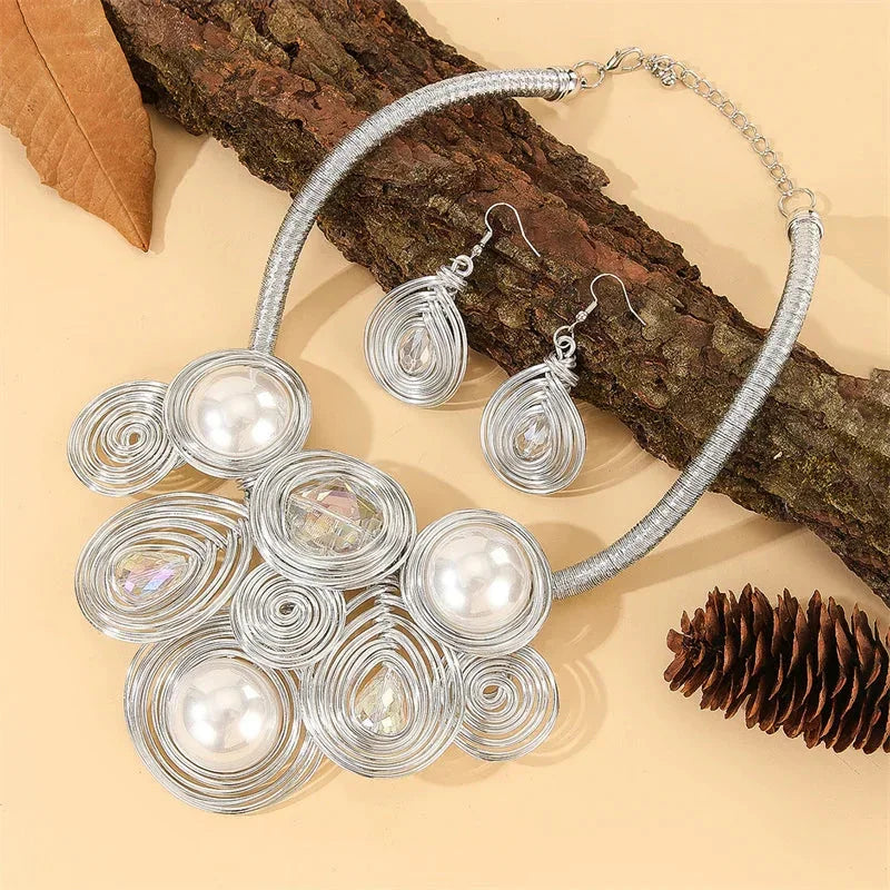 African Flowers Jewelry Set – Aluminium Wire Collection - Glow by Hellen African and Boho Jewelry African Home Decor Cultural Accessories