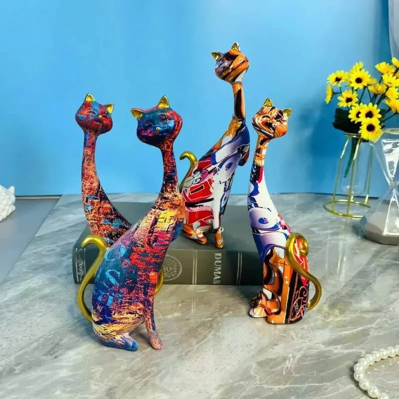 PAN-AFRICAN STREET ART CAT – Modern Graffiti Resin Abstract Figurine African Urban Decor - Glow by Hellen African and Boho Jewelry African Home Decor Cultural Accessories