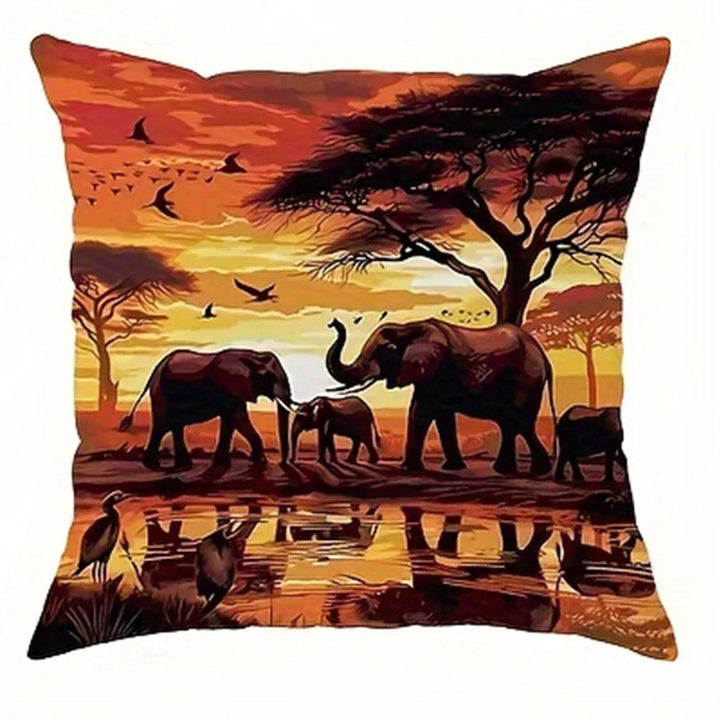 African Elephant Decorative Pillowcase – Ultra-Soft Animal Elegance - Glow by Hellen African and Boho Jewelry African Home Decor Cultural Accessories