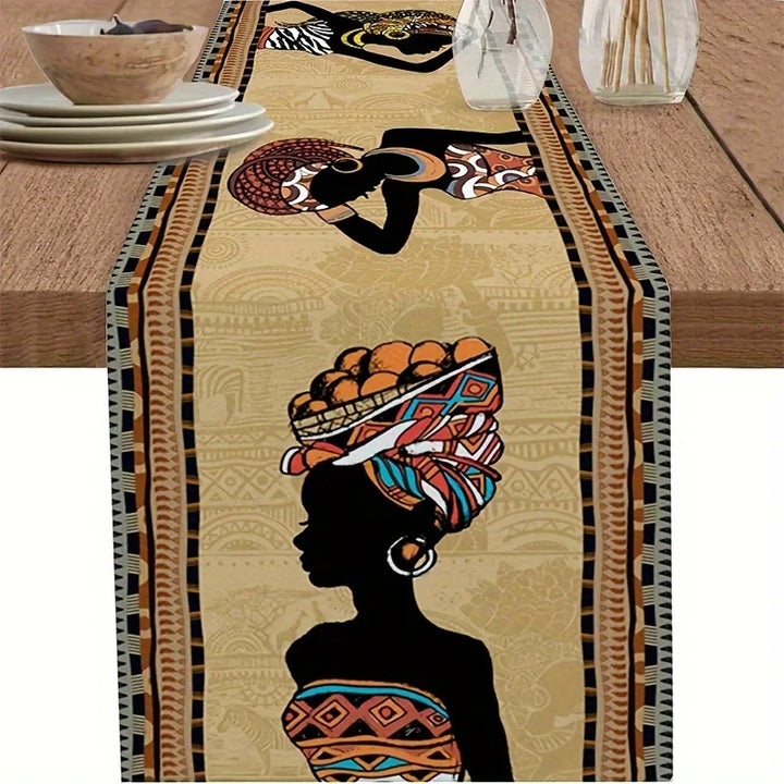 NDEBELE QUEEN TABLE SCARF – African Woman Print Boho Table Runner - Glow by Hellen African and Boho Jewelry African Home Decor Cultural Accessories