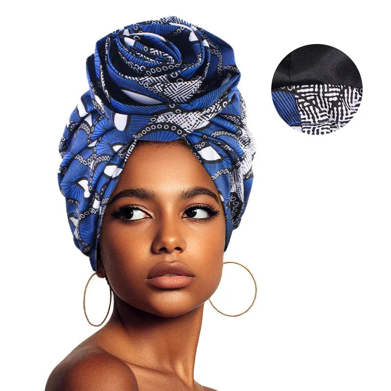 African Floral Satin-Lined Turban Cap - Glow by Hellen African and Boho Jewelry African Home Decor Cultural Accessories