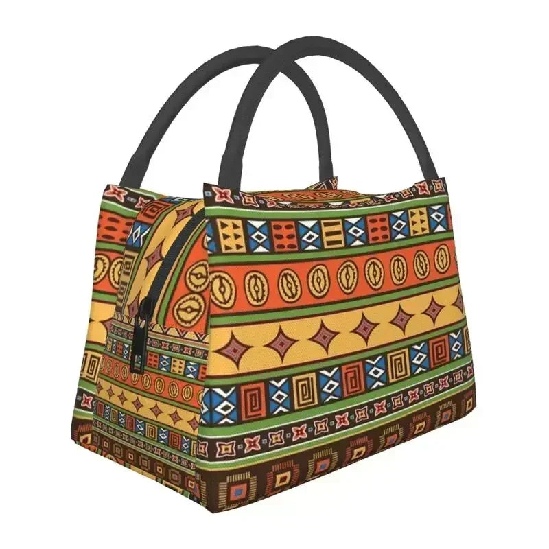 Kizomba Samakaka Ankara Print Insulated Lunch Bag - Glow by Hellen African and Boho Jewelry African Home Decor Cultural Accessories