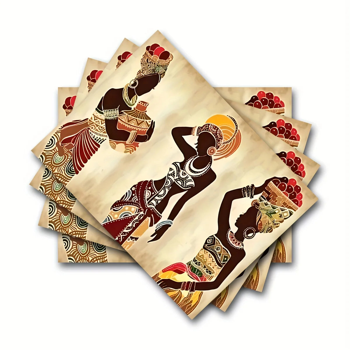 ZULU FEAST PLACEMAT – 1PC Ethnic African Woman Linen Table Setting Mat - Glow by Hellen African and Boho Jewelry African Home Decor Cultural Accessories