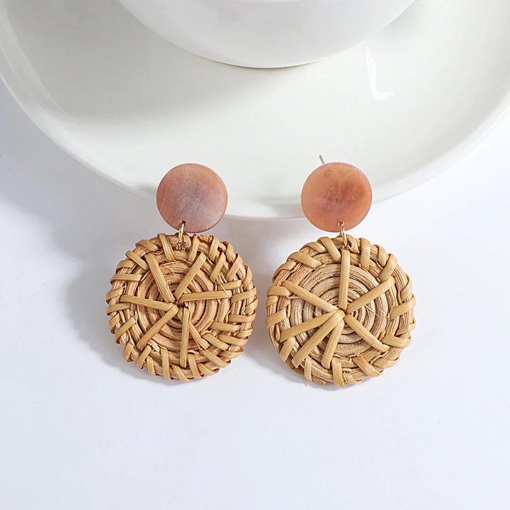 Boho Handmade Wooden & Rattan Drop Earrings - Glow by Hellen African and Boho Jewelry African Home Decor Cultural Accessories