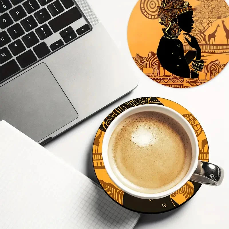 6 Artistic Wooden Coasters – Functional & Culturally Inspired - Glow by Hellen African and Boho Jewelry African Home Decor Cultural Accessories