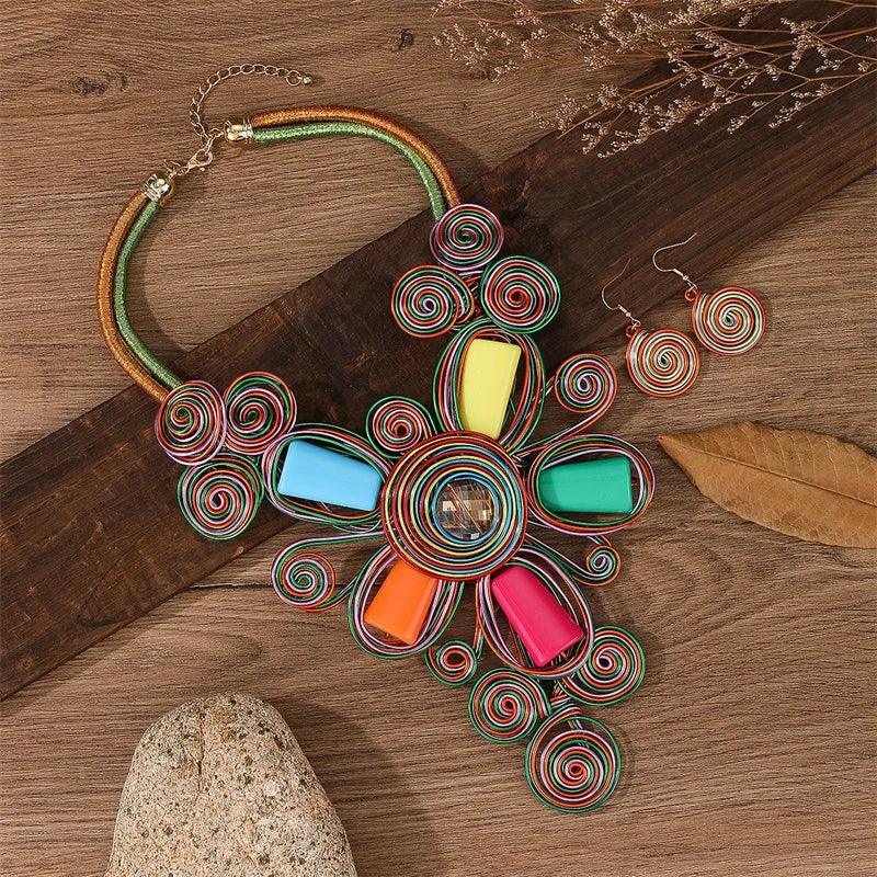 Exaggerated Flower Jewelry Set - Glow by Hellen African and Boho Jewelry African Home Decor Cultural Accessories