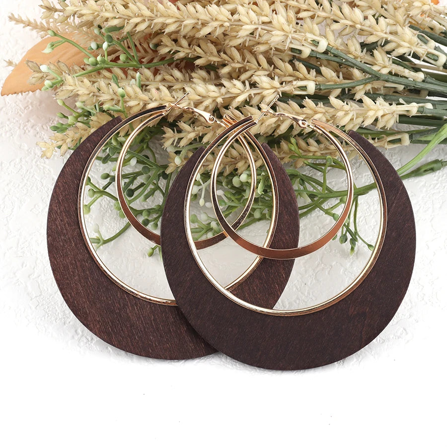 Vintage Boho Style Wooden Earrings — Timeless Natural Elegance - Glow by Hellen African and Boho Jewelry African Home Decor Cultural Accessories