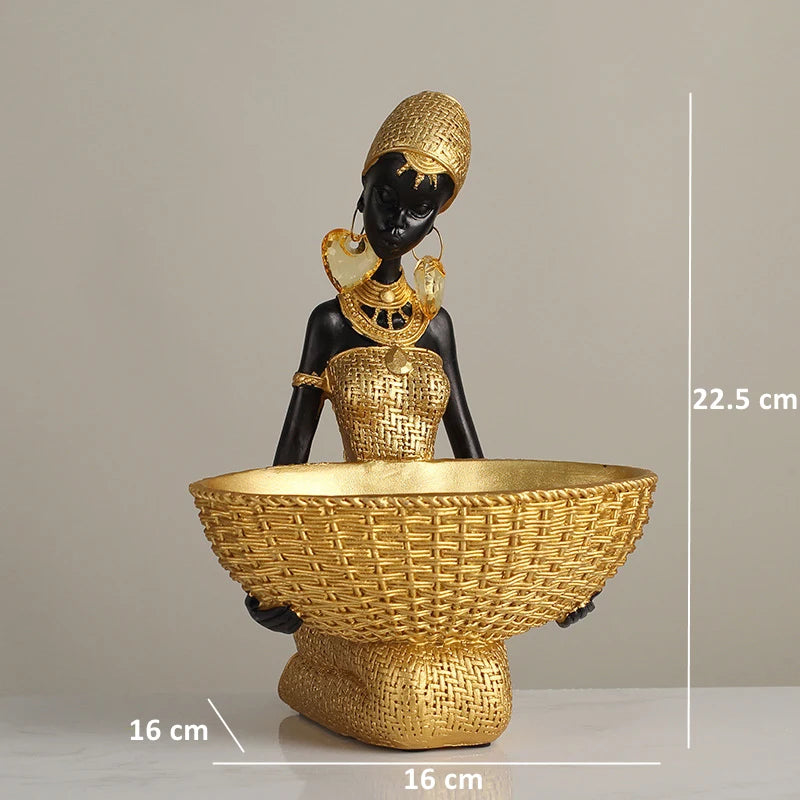 YORUBA WEAVE FIGURINE – African Tribal Woman Woven Texture Black Girls Ornament - Glow by Hellen African and Boho Jewelry African Home Decor Cultural Accessories