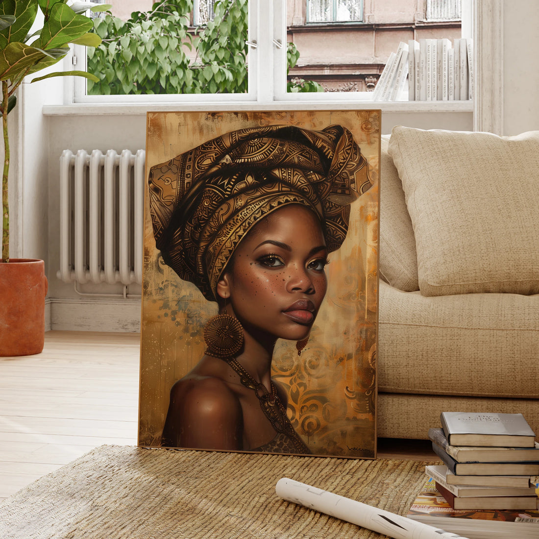 Modern African Girl Wall Art – Bold Beauty in Culture &amp; Elegance - Glow by Hellen African and Boho Jewelry African Home Decor Cultural Accessories