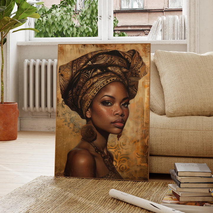 Modern African Girl Wall Art – Bold Beauty in Culture &amp; Elegance - Glow by Hellen African and Boho Jewelry African Home Decor Cultural Accessories