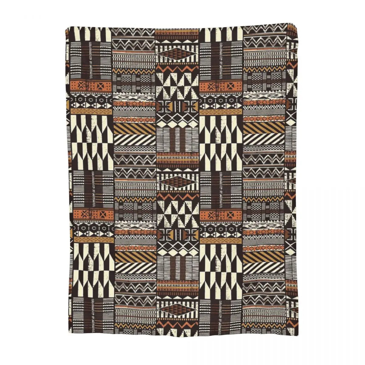 KUBA PATCHWORK THROW BLANKET – Native African Tribal Style Soft Flannel Bedspread - Glow by Hellen African and Boho Jewelry African Home Decor Cultural Accessories