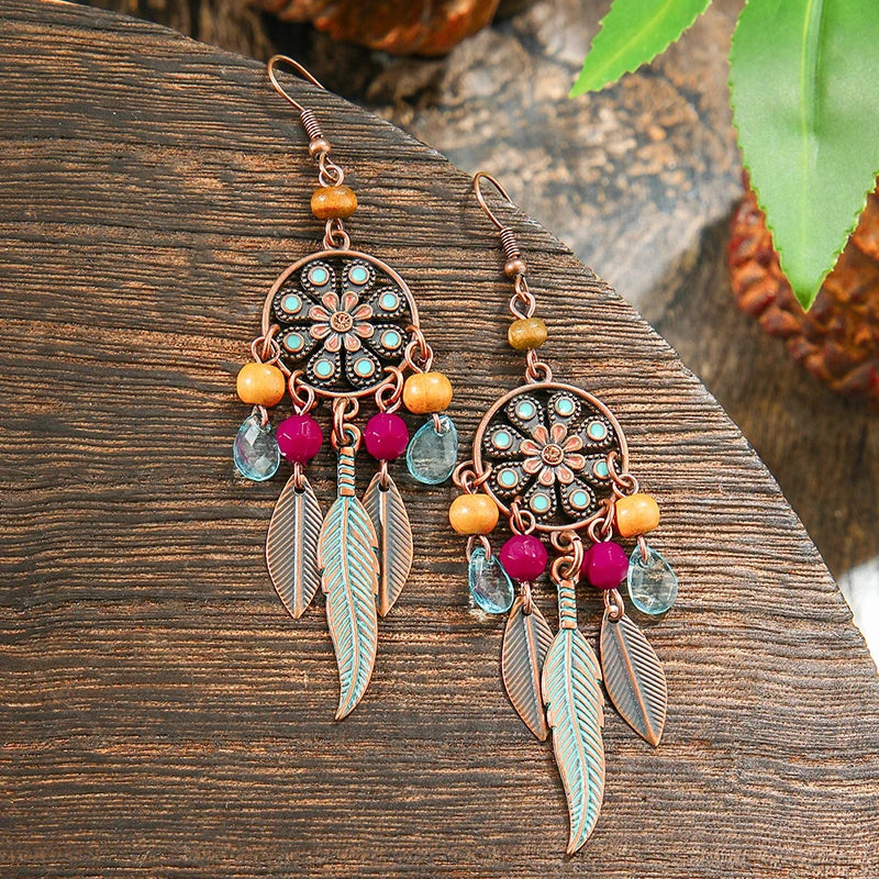 AKAN FLORAL STATEMENT EARRINGS – Bohemian Colorful Enamel Vintage Drop Jewelry - Glow by Hellen African and Boho Jewelry African Home Decor Cultural Accessories