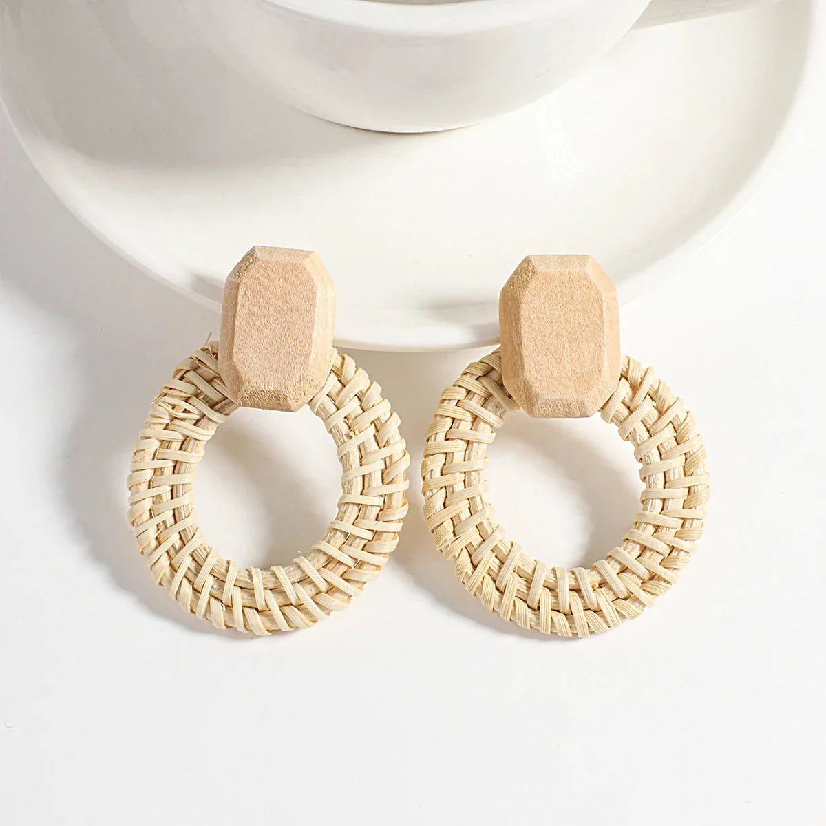 Boho Handmade Wooden & Rattan Drop Earrings - Glow by Hellen African and Boho Jewelry African Home Decor Cultural Accessories