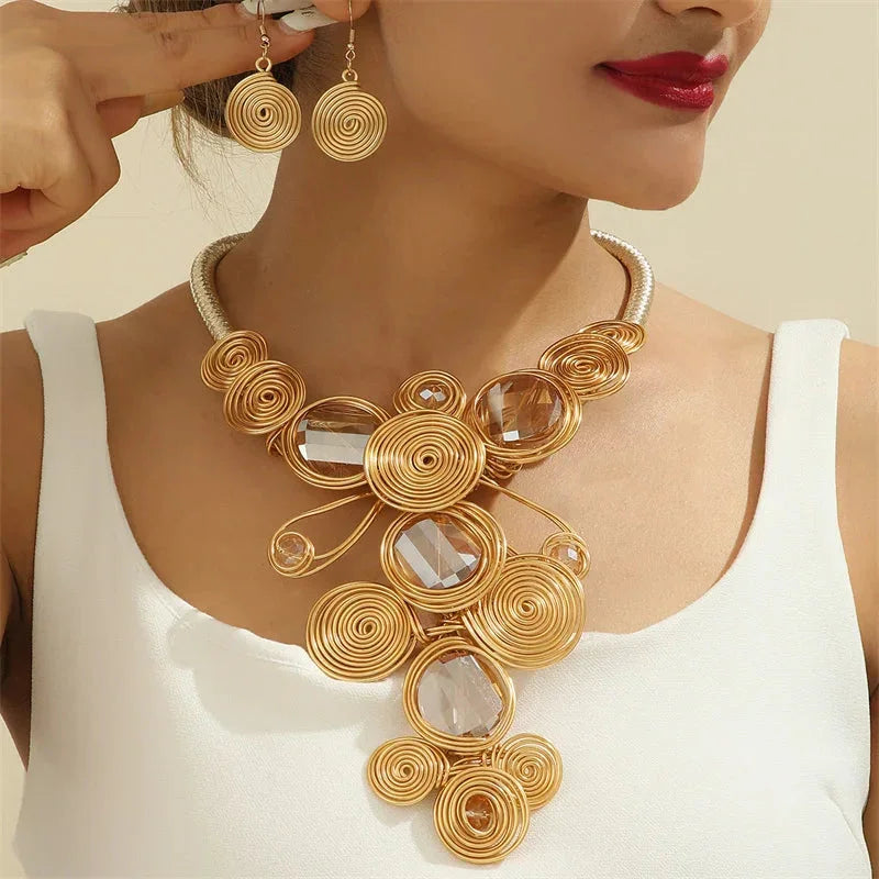 Exaggerated Flower Jewelry Set - Glow by Hellen African and Boho Jewelry African Home Decor Cultural Accessories