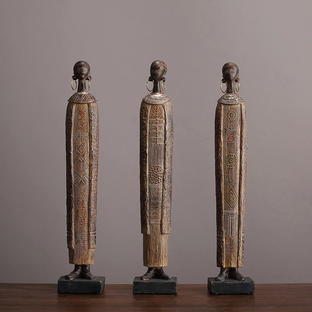 HIMBA HERITAGE FIGURINE – Handcrafted African Tribal Woman Statue with Traditional Beads - Glow by Hellen African and Boho Jewelry African Home Decor Cultural Accessories