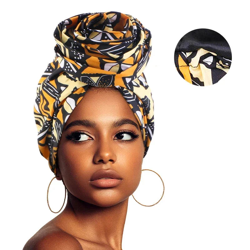 African Floral Satin-Lined Turban Cap - Glow by Hellen African and Boho Jewelry African Home Decor Cultural Accessories