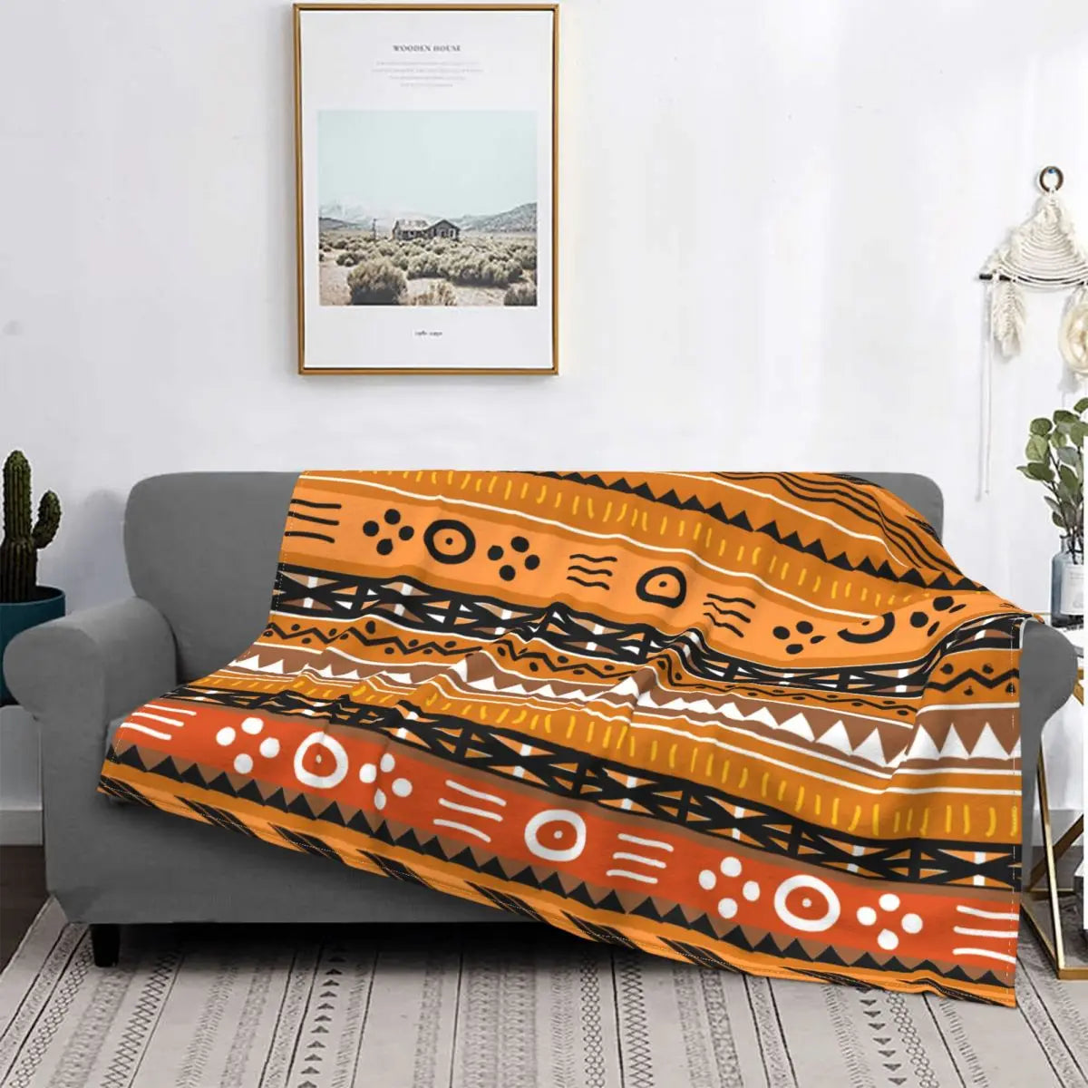 SHANGO THUNDER THROW BLANKET – African Tribal Flannel Duvet Cover &amp; Bedspread - Glow by Hellen African and Boho Jewelry African Home Decor Cultural Accessories