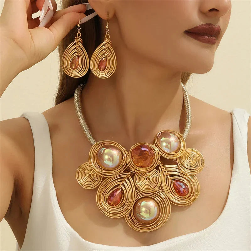 African Flowers Jewelry Set – Aluminium Wire Collection - Glow by Hellen African and Boho Jewelry African Home Decor Cultural Accessories