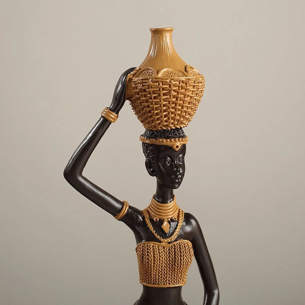 BAULE ANCESTOR SCULPTURE – Hand-Carved Resin Tribal Woman Statue Ethno-Chic Decor - Glow by Hellen African and Boho Jewelry African Home Decor Cultural Accessories