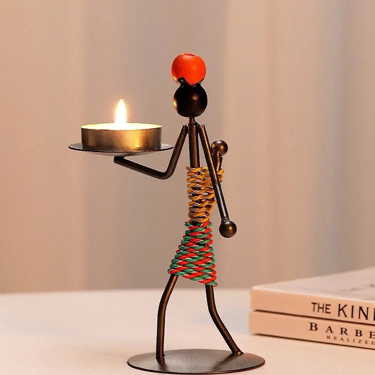 MAASAI SILHOUETTE CANDLE HOLDER – Handcrafted Iron Art Piece - Glow by Hellen African and Boho Jewelry African Home Decor Cultural Accessories